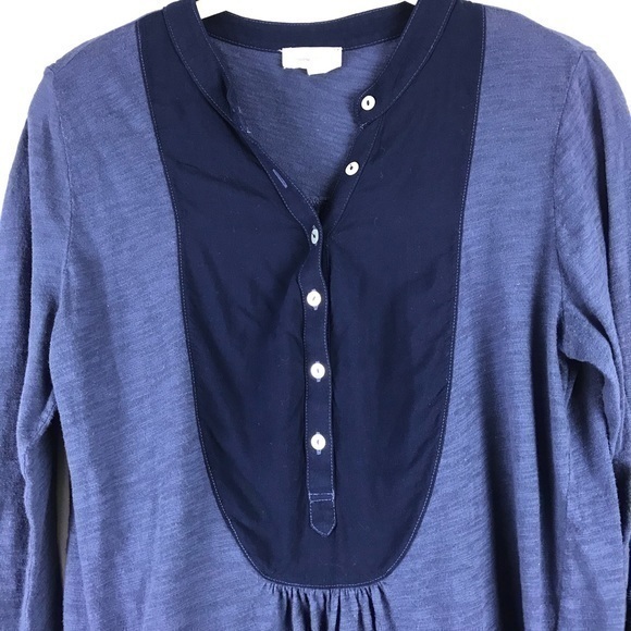Anthropologie‎ Meadow Rue Navy Blue Amira Tunic Button Bib Medium - Picture 6 of 13